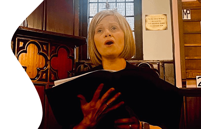 Woman singing in a church choir